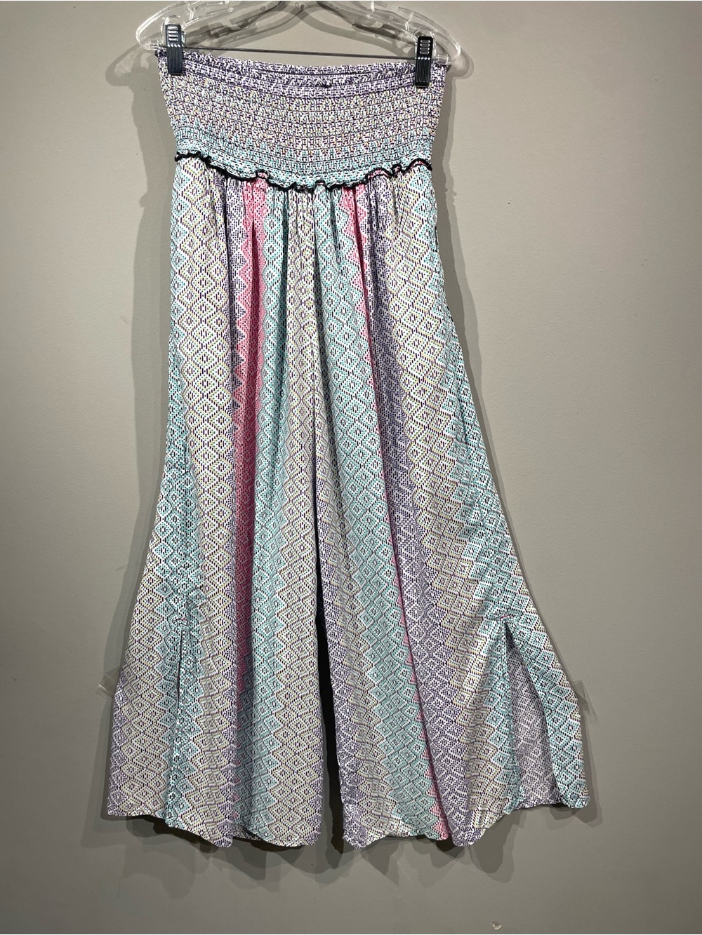 Anthropologie Pastel Stripe Smocked wide leg pants sizes